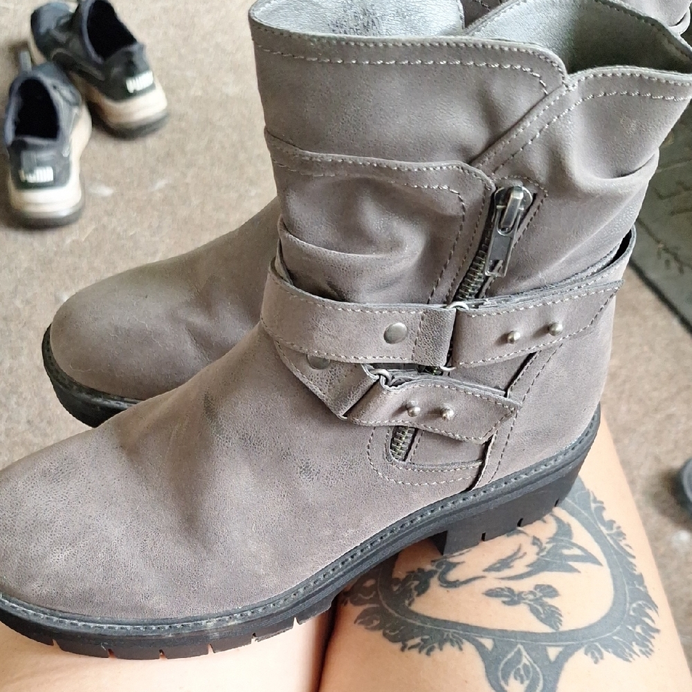 Maurices Charcoal Ankle Boots with Buckle Detail